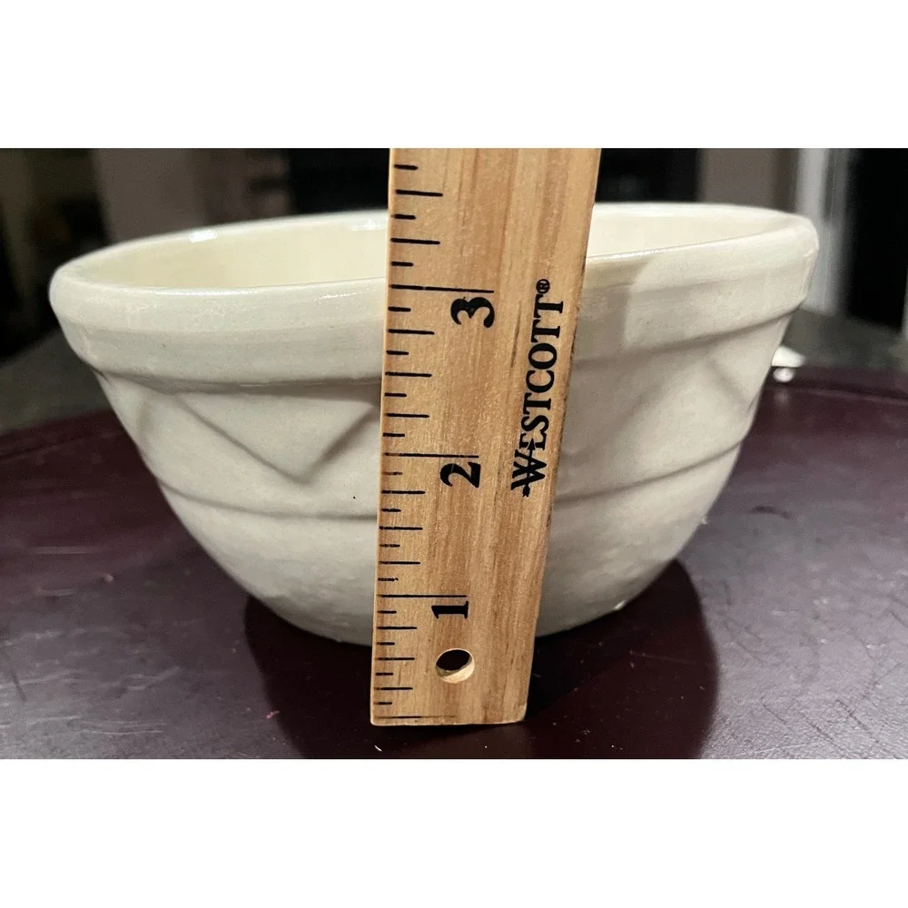 Vintage Cream Ceramic Bowl Rustic Farmhouse Decor Embossed Design 6 inch